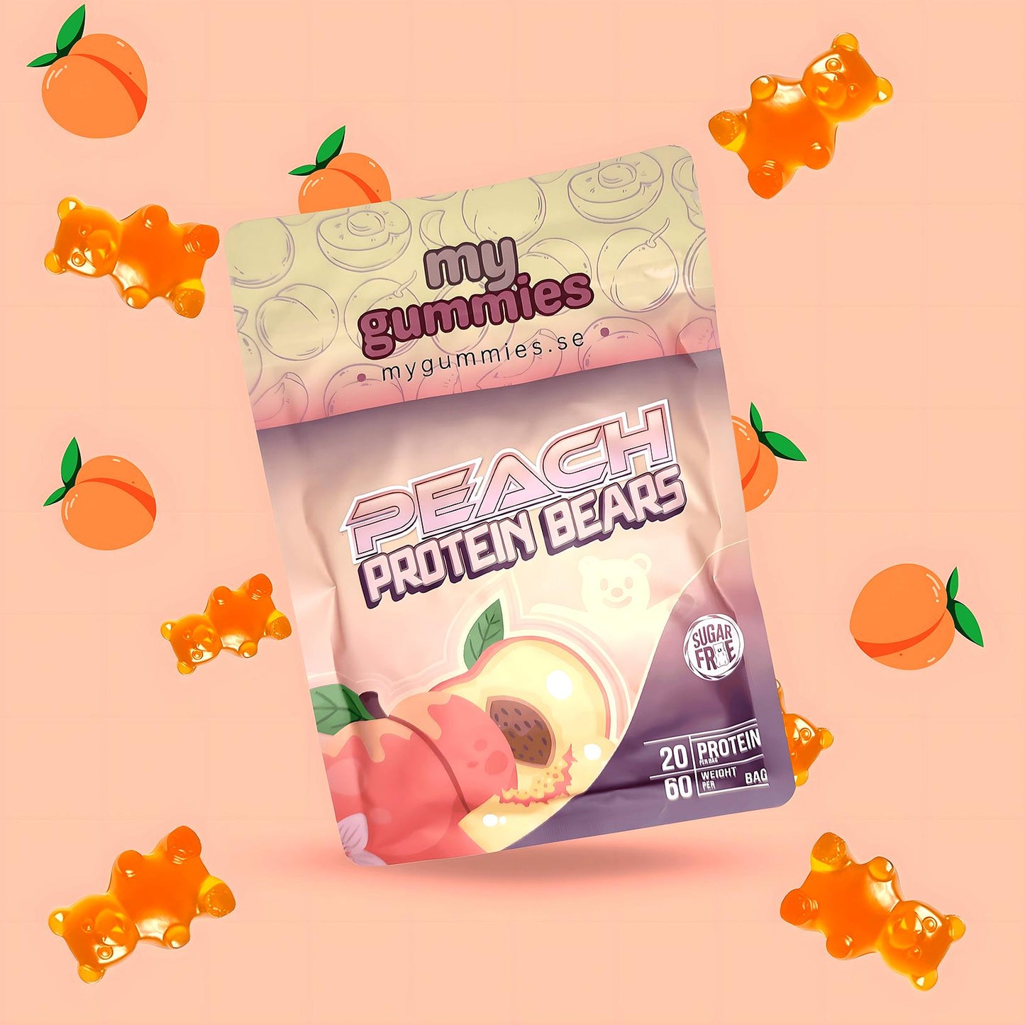 PEACH PROTEIN BEARS (5 PACK)